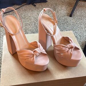 Bamboo Women's Pink Platform Heels